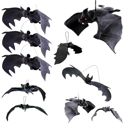 Bogoro Halloween Deko 10 Stück Hängende Fledermäuse Halloween Halloween Deko Fledermaus Set Halloween 3D Fledermäus Halloween Deko Kinder Für Garten Fenster Tür Baum Draußen von Bogoro