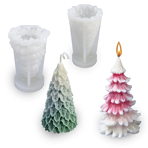 Bogoro 2 Stück Weihnachtsbaum Silikonform, Silikonformen Gießformen Weihnachten, 3D Weihnachtsbaum Kerzengießform, Silikon Weihnachtsbaum Kerzenformen zum Gießen Silikonform Kerze Weihnachten von Bogoro