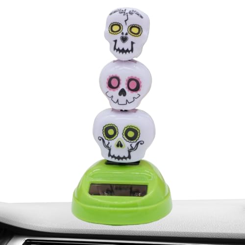 Bohany Solarspielzeug Für Fenster - 3 Totenkopf-Figuren Für Armaturenbrett,Wetterfeste Lustige Tischdekoration Für Auto Wohnzimmer Schlafzimmer von Bohany