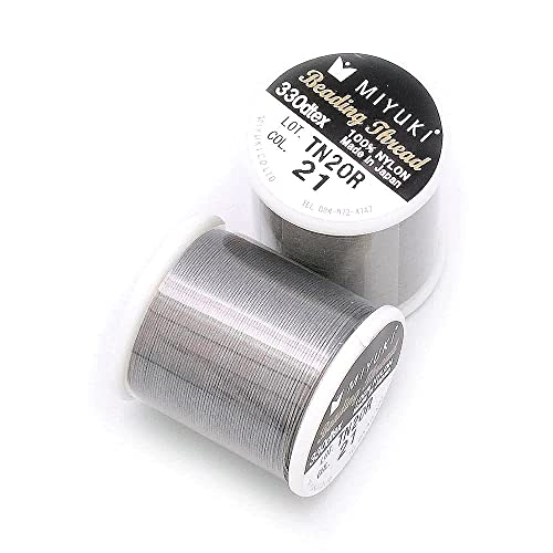 1 pcs Miyuki beading nylon pre-waxed thread 0.2 mm (B) x 50 m gray 21 von Bohemia Crystal Valley