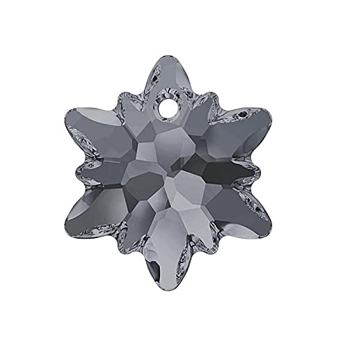 1 stk SWAROVSKI CRYSTALS pendant Edelweiss 6748 flower crystal stone with hole, 14 mm Crystal Silver Night (Swarovski-Kristalle Anhänger Edelweiss 6748 Blume Kristallstein mit Loch Grau) von Bohemia Crystal Valley