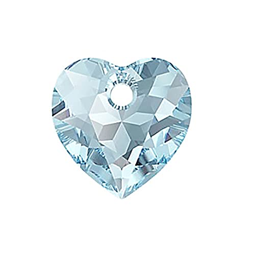 1 stk SWAROVSKI CRYSTALS pendant Heart Cut 6432 crystal stone with hole, 14.5 x 14.5 mm Aquamarine (Swarovski-Kristalle Anhänger Herzschnitt 6432 Kristallstein mit Loch Aquamarinblau.) von Bohemia Crystal Valley