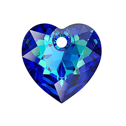 1 stk SWAROVSKI CRYSTALS pendant Heart Cut 6432 crystal stone with hole, 14.5 x 14.5 mm Crystal Bermuda Blue (Swarovski-Kristalle Anhänger Herzschnitt 6432 Kristallstein mit Loch Blau) von Bohemia Crystal Valley