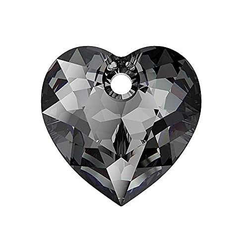 1 stk SWAROVSKI CRYSTALS pendant Heart Cut 6432 crystal stone with hole, 14.5 x 14.5 mm Crystal Silvernight (Swarovski-Kristalle Anhänger Herzschnitt 6432 Kristallstein mit Loch Grau) von Bohemia Crystal Valley