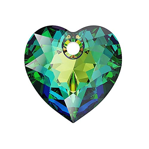 1 stk SWAROVSKI CRYSTALS pendant Heart Cut 6432 crystal stone with hole, 14.5 x 14.5 mm Crystal Vitrail Medium (Swarovski-Kristalle Anhänger Herzschnitt 6432 Kristallstein mit Loch Vitrail) von Bohemia Crystal Valley