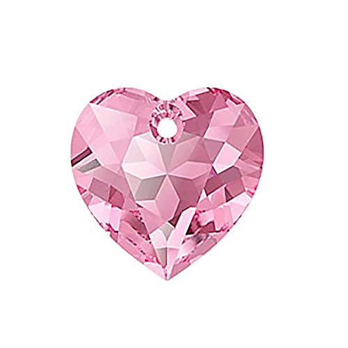 1 stk SWAROVSKI CRYSTALS pendant Heart Cut 6432 crystal stone with hole, 14.5 x 14.5 mm Rose (Swarovski-Kristalle Anhänger Herzschnitt 6432 Kristallstein mit Loch Rosa) von Bohemia Crystal Valley