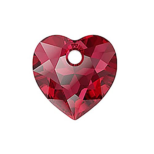 1 stk SWAROVSKI CRYSTALS pendant Heart Cut 6432 crystal stone with hole, 14.5 x 14.5 mm Scarlet Red (Swarovski-Kristalle Anhänger Herzschnitt 6432 Kristallstein mit Loch rot) von Bohemia Crystal Valley