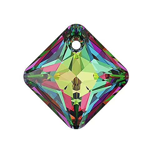 1 stk SWAROVSKI CRYSTALS pendant Princess Cut 6431 crystal stone with hole, 16x16 mm Crystal Vitrail Medium (Swarovski-Kristalle Anhänger Prinzessin Cut 6431 Kristallstein mit Loch Vitrail) von Bohemia Crystal Valley