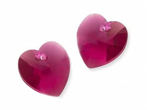 1 stk SWAROVSKI ELEMENTS pendant HEART 6228 crystal stone with hole, 14.4 x 14 mm Fuchsia (Swarovski-Elemente Anhänger Herz 6228 Kristallstein mit Loch Fuchsie) von Bohemia Crystal Valley
