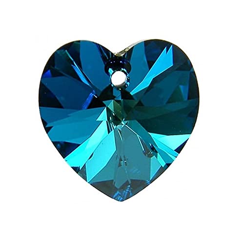 1 stk SWAROVSKI ELEMENTS pendant HEART 6228 crystal stone with hole, 18 x 17.5 mm Crystal Bermuda Blue (Swarovski-Elemente Anhänger Herz 6228 Kristallstein mit Loch Kristallblau) von Bohemia Crystal Valley