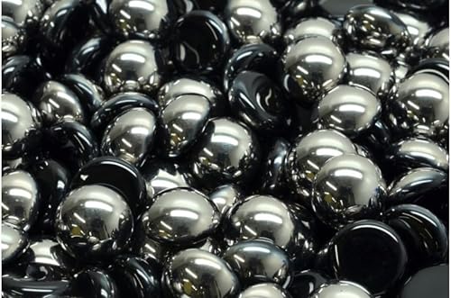 10 g (approx.13 pcs) Cabochon Beads Black Chrom, 10 x 10 mm, Glass, Czech Republic von Bohemia Crystal Valley