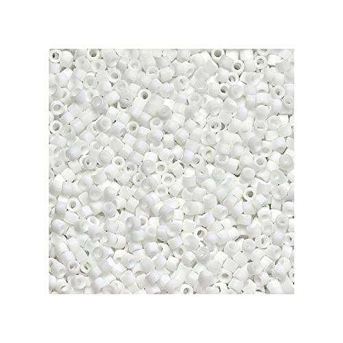 10 g TOHO Round Seed Beads Rocailles, size 11/0, Opaque Frosted White (# 41F), Japan, Glass von Bohemia Crystal Valley