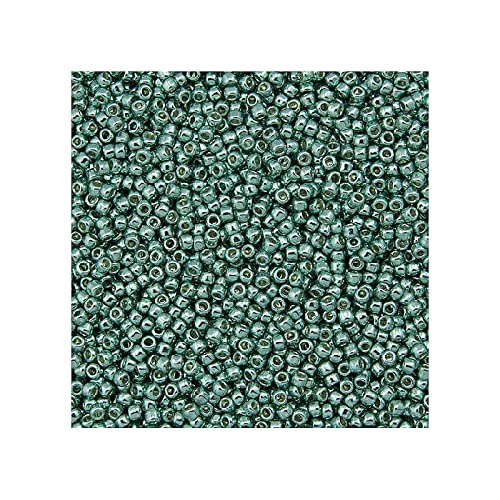 10 g TOHO Round Seed Beads Rocailles, size 11/0, Permanent Finish Galvanized Green Teal (# PF561), Japan, Glass von Bohemia Crystal Valley