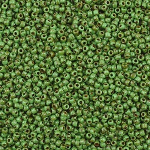 10 g TOHO Round Rocailles Seed Beads Japan (small) 11/0 (2.2 mm) Hybrid Opaque Mint Green Picasso Y321 von Bohemia Crystal Valley