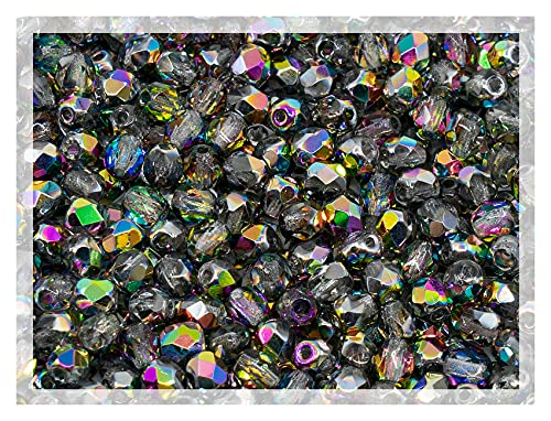 100 Stück Facettierte Schliffperlen Tschechische Kristall 3mm, Kristall Vitrail 00030-28101 Glasperlen Feuerpoliert von Bohemia Crystal Valley