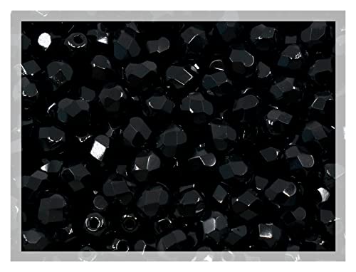 100 Stück Facettierte Schliffperlen Tschechische Kristall 4mm, Jet Black Schwarz 23980 Glasperlen Feuerpoliert von Bohemia Crystal Valley