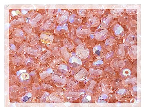 100 Stück facettierte feuerpolierte gepresste tschechische Glasperlen, 70120-28701 rosa Rosaline AB von Bohemia Crystal Valley