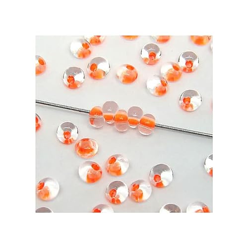 100 g PRECIOSA seed beads drops rocailles (like MAGATAMA beads), 5/0 (4.6 mm) crystal with neon orange inner line (Preciosa-Samenperlen fällt Rocailles (wie Magatama-Perlen) Kristallorange) von Bohemia Crystal Valley