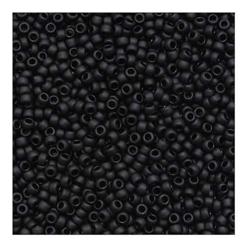 100 g Rocailles TOHO seed beads, 11/0 (2.2 mm) Opaque Frosted Jet (Rocailles Toho Samenperlen Undurchsichtiger schwarzer gefrosteter Schwarz) von Bohemia Crystal Valley