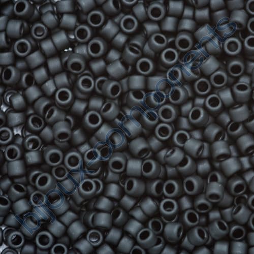 100 g TOHO Round Seed Beads Rocailles, size 8/0, Opaque Frosted Jet (# 49F), Japan, Glass von Bohemia Crystal Valley