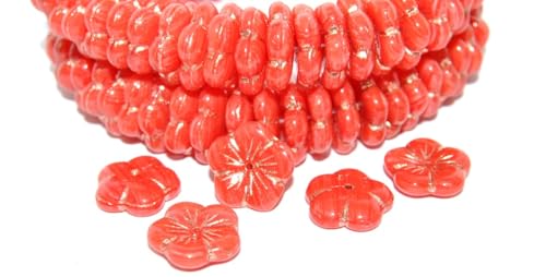 100 pcs 5 Petal Flower Pressed Glass Beads, 96020 Copper Lined (96020-54200), 14 mm, Glass, Czech Republic von Bohemia Crystal Valley