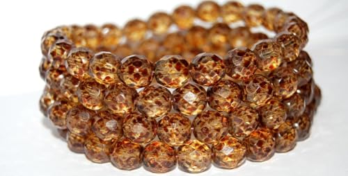 100 pcs Fire Polished Round Faceted Beads, Crystal Travertin (00030-86800), 10 mm, Glass, Czech Republic von Bohemia Crystal Valley