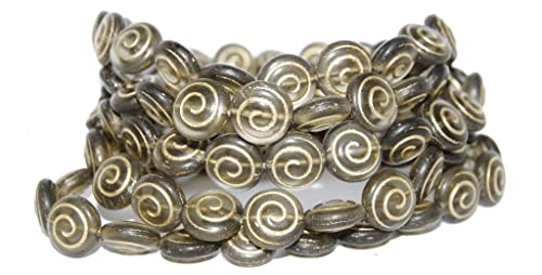 100 stk Runde flache Schneckenperlen, (40020 54202mat), Glas, Tschechische Republik, Größe 13 mm (0.51 in) von Bohemia Crystal Valley