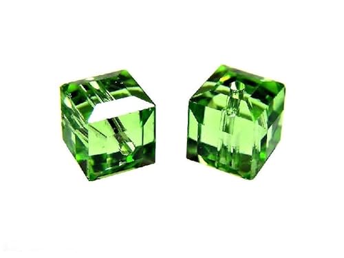 12 pcs Swarovski Cube 5601 Glass Crystal Bead, 6 x 6 mm Peridot Green (Swarovski Würfel 5601 Glaskristallperle grün) von Bohemia Crystal Valley
