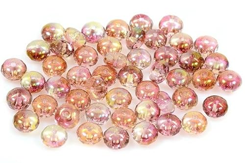 150pcs Feuerpolierte facettierte Perlen Rondelle 7 mm, Kristall kombinierter Glanzrotgelb (30-91002), Böhmisches Kristall Glas, Tschechien 15135001 Großhandlespackung von Bohemia Crystal Valley