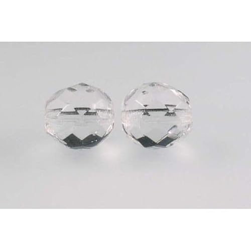 150pcs Feuerpolierte facettierte Perlen rund 10 mm, Kristall (30), Böhmisches Kristall Glas, Tschechien 15119001 Großhandlespackung Fire Polished Faceted Beads Round von Bohemia Crystal Valley