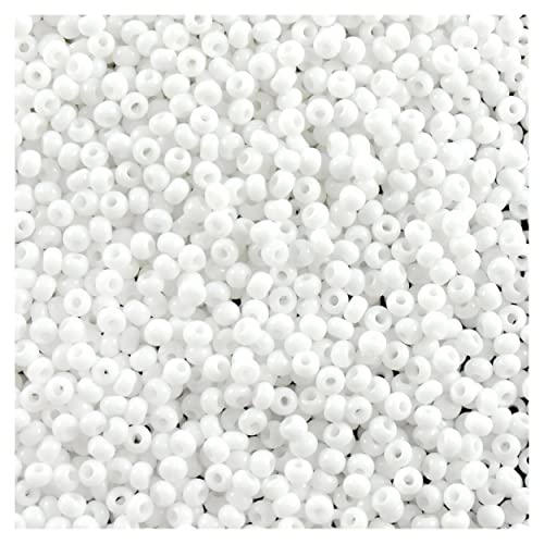 1800 pcs (20g) Preciosa Ornela Seed Beads 10/0 (2.3mm-0.8mm hole), Rocailles for embroidery, bracelets, DIY and cloth making, Natural White Opaque 03050 von Bohemia Crystal Valley