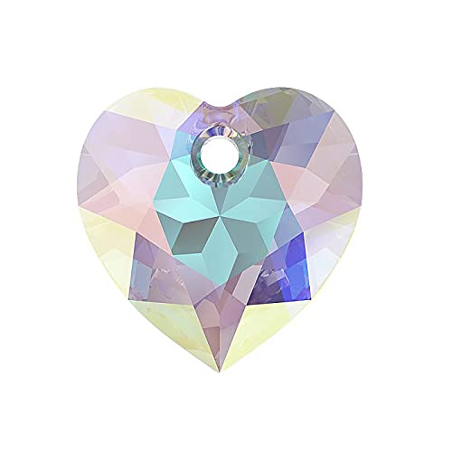 2 stk SWAROVSKI CRYSTALS pendant Heart Cut 6432 crystal stone with hole, 10.5 x 10.5 mm Crystal AB (Swarovski-Kristalle Anhänger Herzschnitt 6432 Kristallstein mit Loch Crystal AB) von Bohemia Crystal Valley
