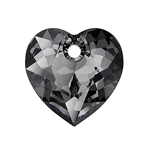 2 stk SWAROVSKI CRYSTALS pendant Heart Cut 6432 crystal stone with hole, 10.5 x 10.5 mm Crystal Silvernight (Swarovski-Kristalle Anhänger Herzschnitt 6432 Kristallstein mit Loch Grau) von Bohemia Crystal Valley