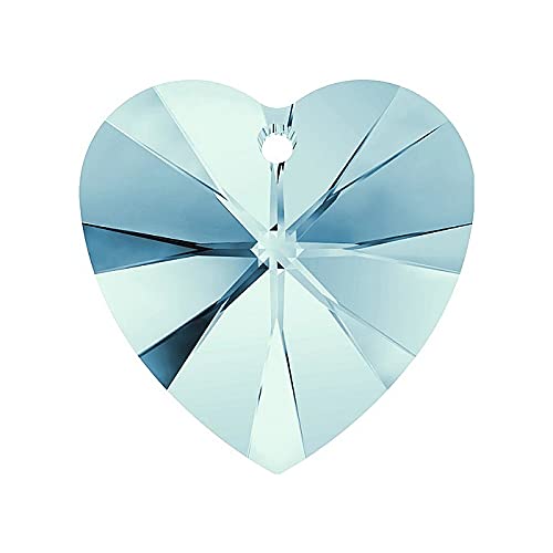 2 stk SWAROVSKI ELEMENTS pendant HEART 6228 crystal stone with hole, 10.3 x 10 mm Aquamarine (Swarovski-Elemente Anhänger Herz 6228 Kristallstein mit Loch Aquamarinblau.) von Bohemia Crystal Valley