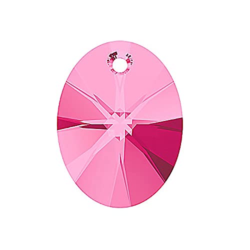 2 stk SWAROVSKI ELEMENTS pendant XILION oval 6028 crystal stone with hole, 10 mm Rose (Swarovski-Elemente Anhänger Xilion oval 6028 Kristallstein mit Loch Rose) von Bohemia Crystal Valley