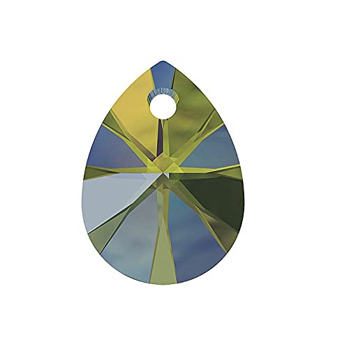 2 stk SWAROVSKI ELEMENTS pendant XILION pear 6128 crystal stone with hole, 10 mm Crystal Iridescent Green (Swarovski-Elemente Anhänger Xilion Birne 6128 Kristallstein mit Loch Kristallgrün) von Bohemia Crystal Valley