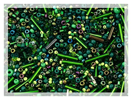 20g Small Rocailles, Seed Beads & Bugles 2-10mm Preciosa Ornela Czech Glass Beads (20g), Green Rocailles Mix von Bohemia Crystal Valley