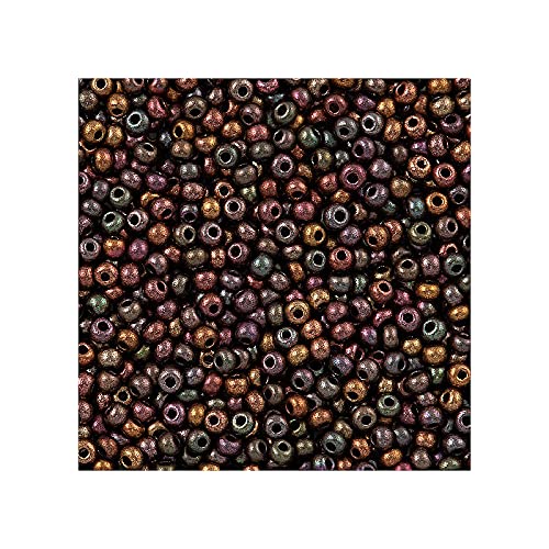 20 g Rocailles PRECIOSA seed beads, 10/0 (approx. 2.3 mm) mix of metallic colours dyed (Rocailles Preciosa-Samenperlen Kupfergrün lila Gold gefärbt) von Bohemia Crystal Valley