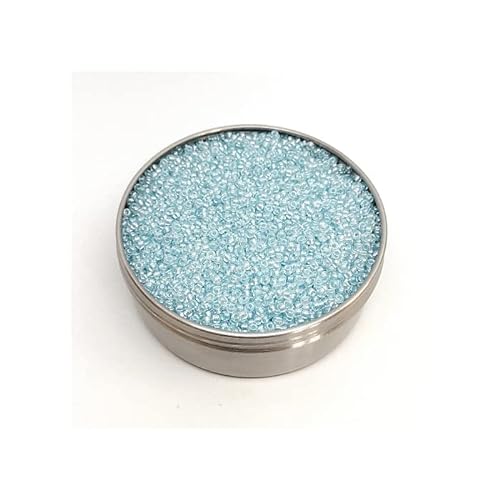 20 g Rocailles PRECIOSA seed beads, 11/0 (approx. 2.1 mm) Crystal Pearl Pastel Blue Dyes (Rocailles preciosa Samenperlen) von Bohemia Crystal Valley