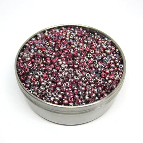 20 g Rocailles PRECIOSA seed beads, 6/0 (approx. 4 mm) mix red and silver metals (Rocailles Preciosa-Samenperlen rot) von Bohemia Crystal Valley