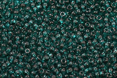 20g (1729 pcs) Round Rocailles Glass Seed Beads Preciosa Ornela 10/0, 2.2-2.4 mm (0.09-0.09 inches), transp. teal green (50710) von Bohemia Crystal Valley