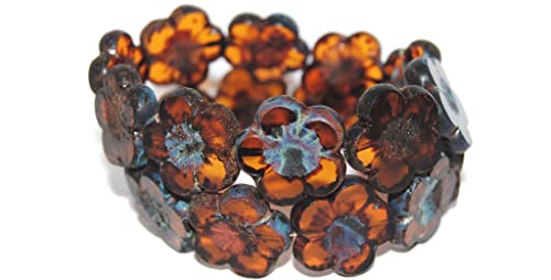 20 stk Tisch geschnittene Table Cut Flower Perlen Hibiscus, 21 transparentes Braun 86805 m (21 10090 86805 m), Glas, Tschechische Republik, Größe 21 mm (0.83 in) von Bohemia Crystal Valley