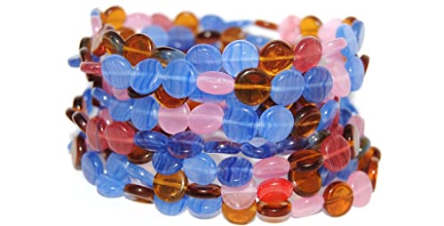 200 stk Flache runde Münzpressen Glasperlen, gemischte Farben Opal (Opal mischen), Glas, Tschechische Republik, Größe 9 mm (0.35 in) von Bohemia Crystal Valley