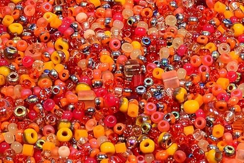20g (mix) Round Rocailles Glass Seed Beads Preciosa Ornela mix, mixed sizes from small to big, Orange von Bohemia Crystal Valley