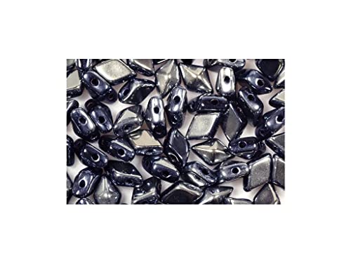 20pcs Diamonduo 2-Loch-Perlen Rhombus Gemduo 5 x 8 mm, Schwarzer blauer Hämatit (23980-23500), Böhmisches Kristall Glas, Tschechien 11109025 DiamonDuo 2-hole Beads Rhombus Gemduo von Bohemia Crystal Valley