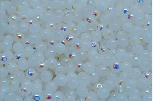 230 gr (approx. 2566 pcs) - Runde Drucker mit gepressten Perlen - Round Druck Pressed Beads 4x4mm, Czech Glass, White Ab (02010-28701) von Bohemia Crystal Valley