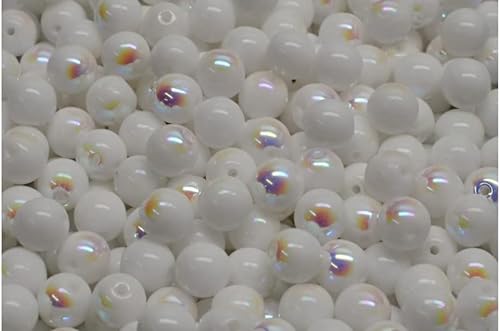 230 gr (approx. 780 pcs) - Runde Drucker mit gepressten Perlen - Round Druck Pressed Beads 6x6mm, Czech Glass, White Ab (02010-28701) von Bohemia Crystal Valley