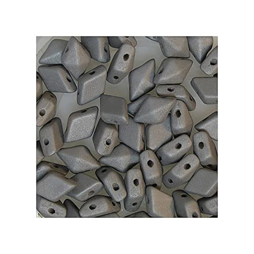 24 stk DIAMONDUO glass two-hole beads rhombus gemduo, 5 x 8 mm Matte Gray (Diamonduo-Glas Zwei-Loch-Perlen Rhombus GEMDUO Grau matt) von Bohemia Crystal Valley