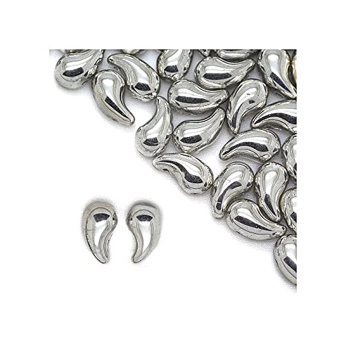 24 stk ZoliDuo Czech 2-hole glass beads, 5 x 8 mm crystal silver half, right version (Zoliduo tschechische 2-Loch-Glasperlen Kristallsilber.) von Bohemia Crystal Valley