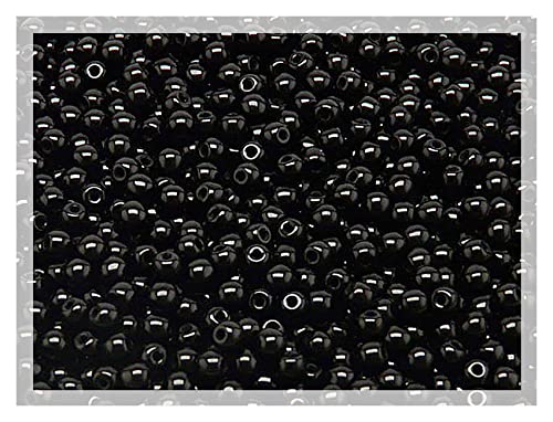 25 Gramm (ca. 600 stk) 3 mm runde gepresste tschechische Glasperlen druk Jet Black Schwarz, kleine Perlen zum Auffädeln, Großpackung von Bohemia Crystal Valley